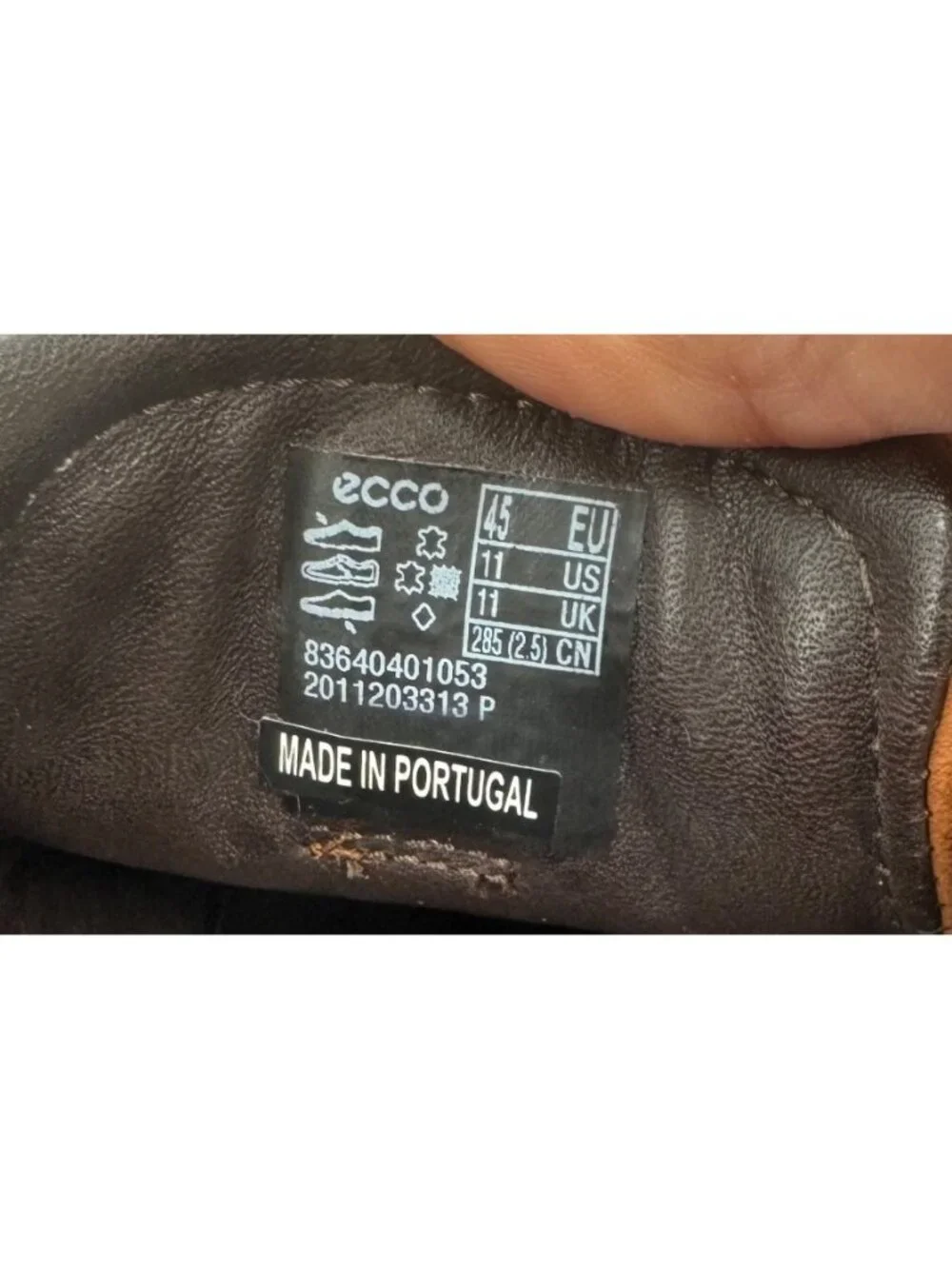 Ecco Mens Brown Leather Lace-Up Shoes EU 45 US 11 Rubber Sole Made In Portugal